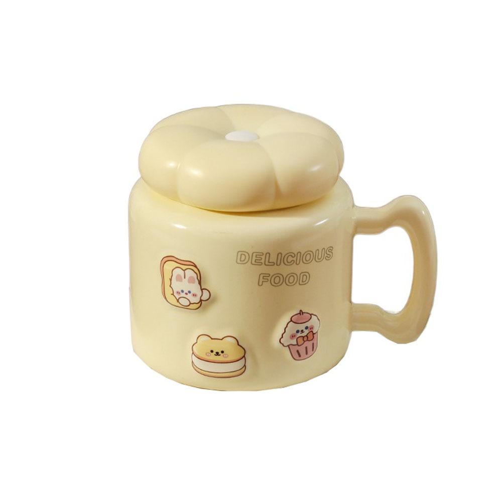 with Handle Ceramic Coffee Cup Heat-resistant Water Cup with Lid Cartoon Mirror Mug  Office