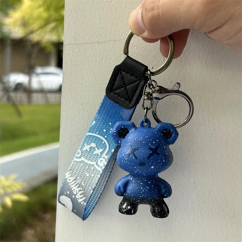 Internet Celebrity Violent Bear Creative Cartoon Gradient Figure Chameleon Bear Key Chain Car Accessories Couple Bag Pendant