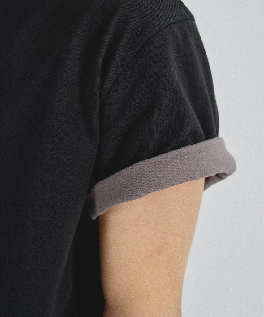 SLOWACID Sa Refined Flip-Cuff Semi-Crop Tee [Black]