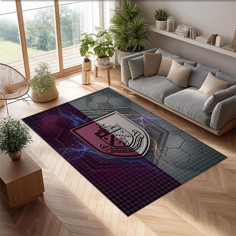 Burnley Football Print Crystal Velvet Rug, Comfortable Water Absorbent Non Slip Indoor Floor Carpet