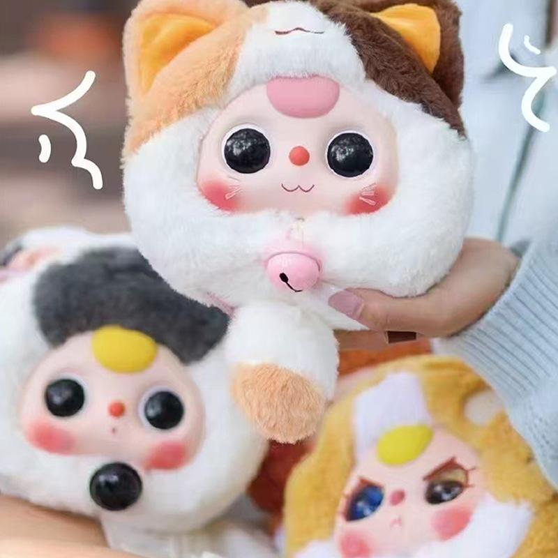 Baby Three Lucky Cat Zipper Bag Series Blind Box Decoration Backpack Pendant Cute Plush Doll Mystery Box Christmas Birthday Gift