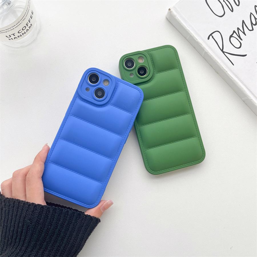 Однотонная куртка-пуховик из ТПУ подходит для чехла для мобильного телефона Apple 16, Simple 14Pro Anti-Drop 12XR Creative 11.