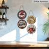 2D Flat, 4pcs Round Aluminum Hanging Sign Set, Vintage Warm Xmas Metal Door Plaque Combo, Farmhouse Porch Yard Balcony Kitchen Home Xmas Wall Decor