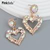 Fashion 3 Color Rhinestone Heart Drop Earrings Romantic Luxury Multicolor Zircon Love Earring for Women Jewelry PD1323