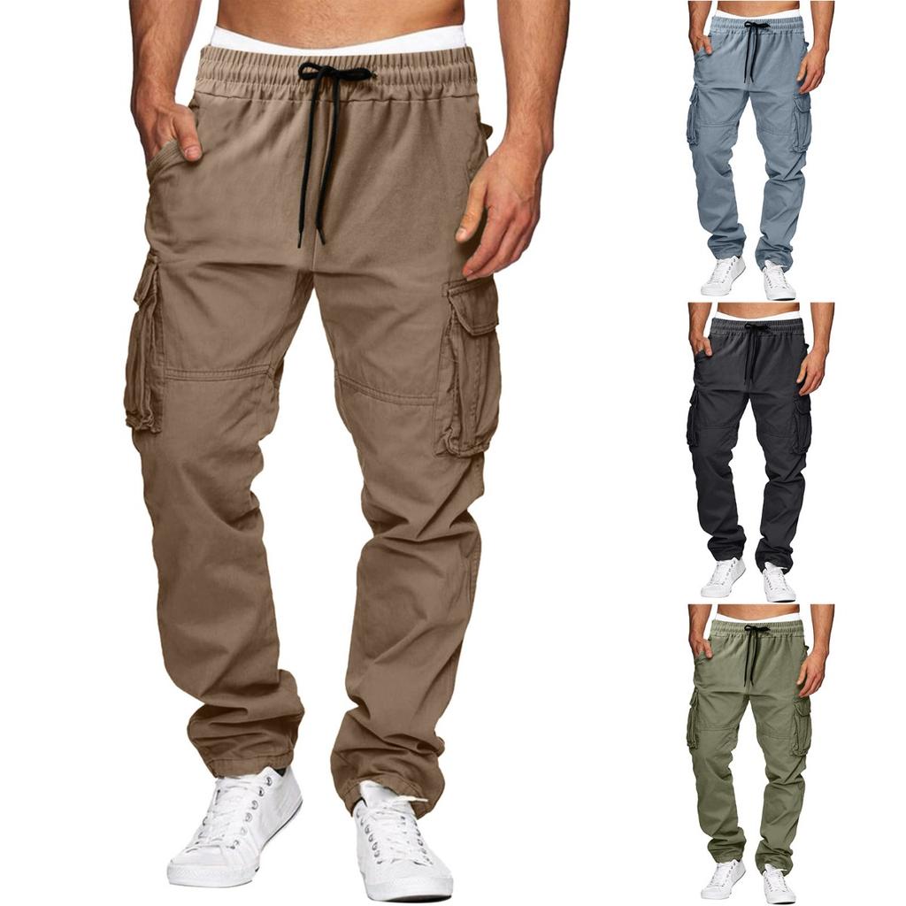 Men's Multi Pocket Casual Cargo Trousers, Loose Fit Long Work Pants for Daily Wear