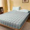 1 Simple Modern Grid Geometry Printed Matte Fitted Sheet, Bedroom Printed Bed Cover, Bedding (Excluding Pillowcases)