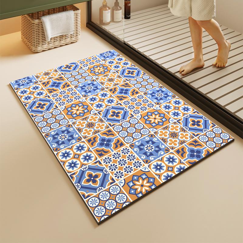 Diotomite Bathroom Bath Mat Super Absorbent Foot Mats Non-Slip Quick Dry Shower Carpet Toilet Rug Doormat Washable
