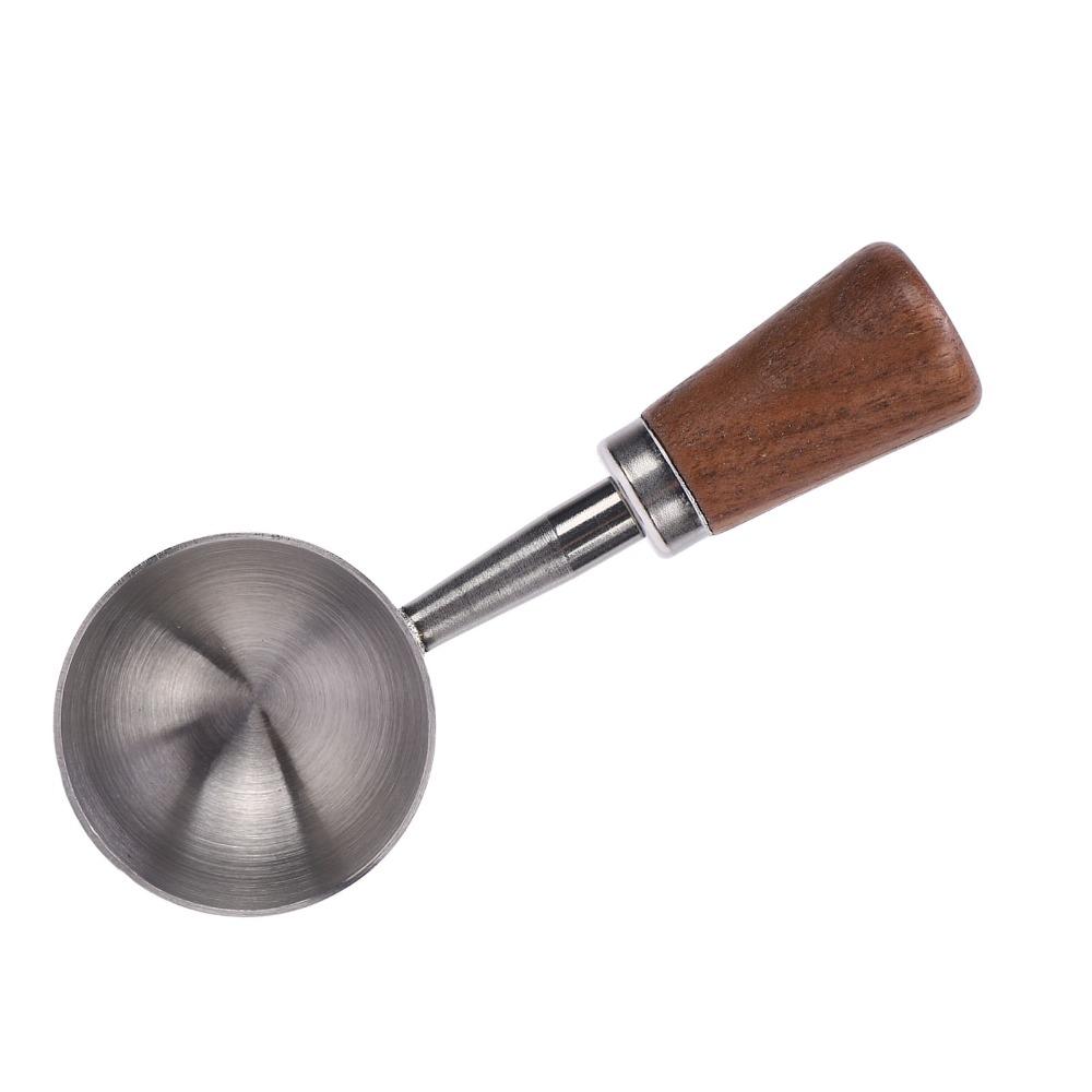 Short Wooden Handle Bean Tea Scoop 304 Stainless Steel Kitchen Utensil Spoon For Ground Coffee