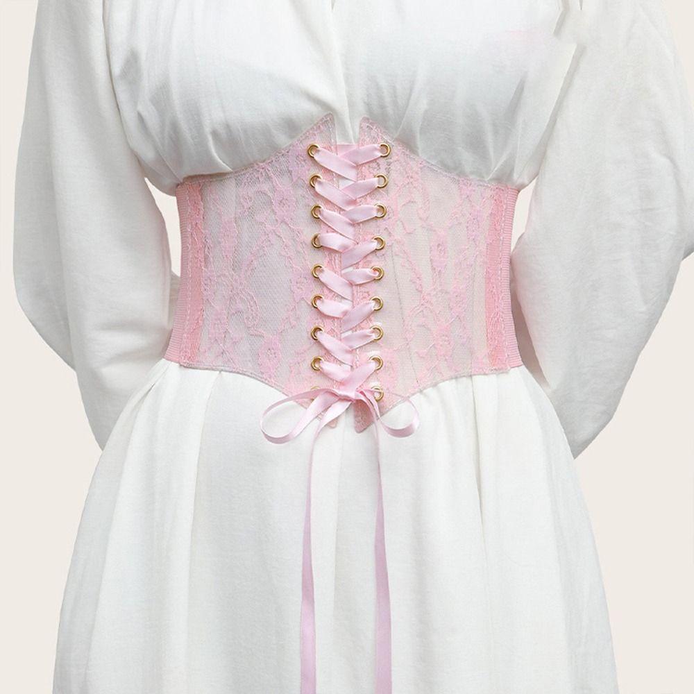 Flower Embroidery Silk Elastic Cummerbunds PU Leather Waist Bands  For Women Lady Girl Bridal