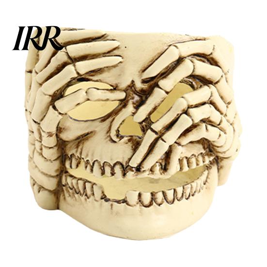 Realistic Halloween Ornaments Skull Candle Holder Decor, Resin Gothic Table Ornament, Spooky Shelf Durable Decorations Decor for Party Home, Trick or
