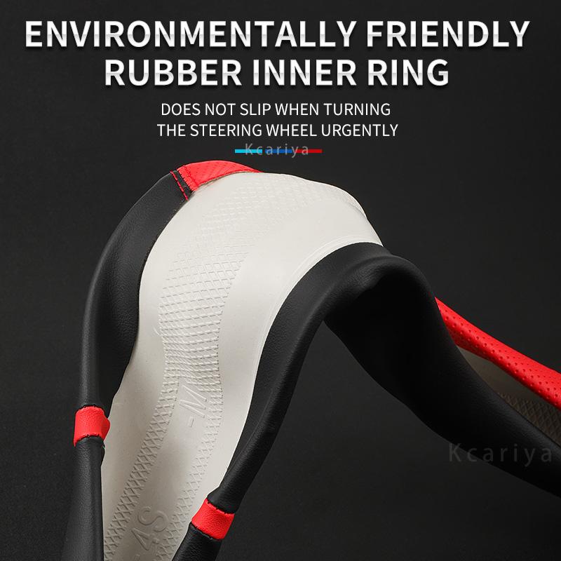 AJW1 Suede Cow Leather Car Steering Wheel Cover Anti-slip 38cm For Ford Focus 2 3 4 MK1 MK2 MK3 MK4 Auto Interior Accessories