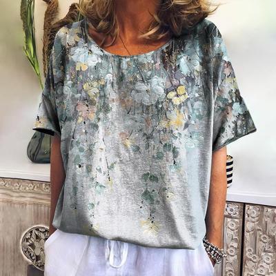 Футболка Harajuku Simple Flower 3D Print, повседневная футболка с коротким рукавом и круглым вырезом, женская одежда больших размеров, модные женские футболки