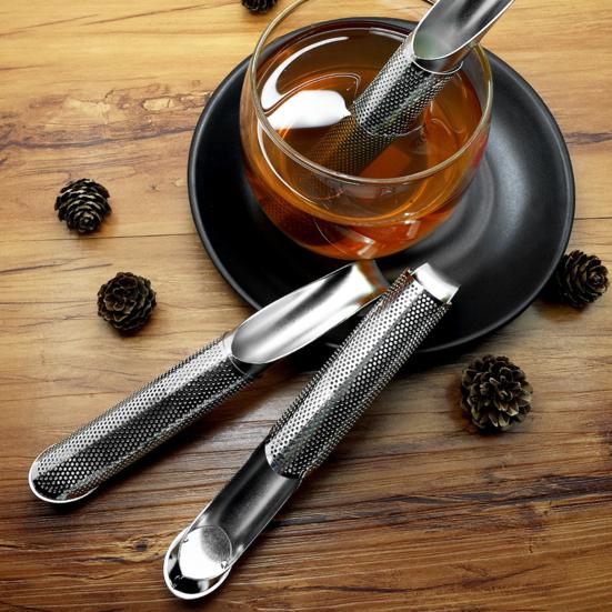 Tea Strainer Fine Mesh Heat-resistant with Hook Non-slip Percolating Portable Stainless Steel Pipe Shape Hanging