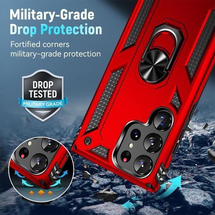 Coque de protection - Booling - pour Samsung Galaxy S24 Ultra - Rouge - Rigide - Anneau anti-rayures