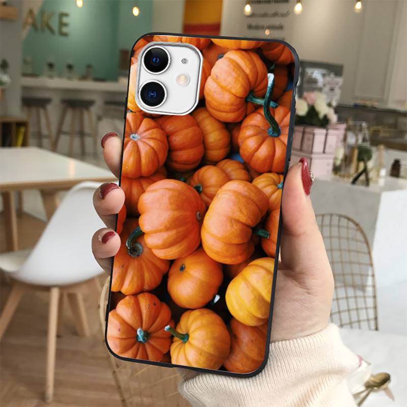 Pumpkin happy autumn fall leaves Phone Case for iphone 13 8 7 6 6S Plus X 5S SE 2020 XR 11 12 mini pro XS MAX
