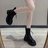 Модная женская обувь на распродаже Высококачественные женские ботинки на шнуровке Зимние с круглым носком Однотонные с коротким голенищем на платформе Массивные каблуки Модные ботинки