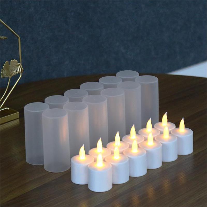 Moving Wick Warm White Yellow Flickering Flameless Rechargeable Led Tealight Candles for Hotel Wedding Decoration