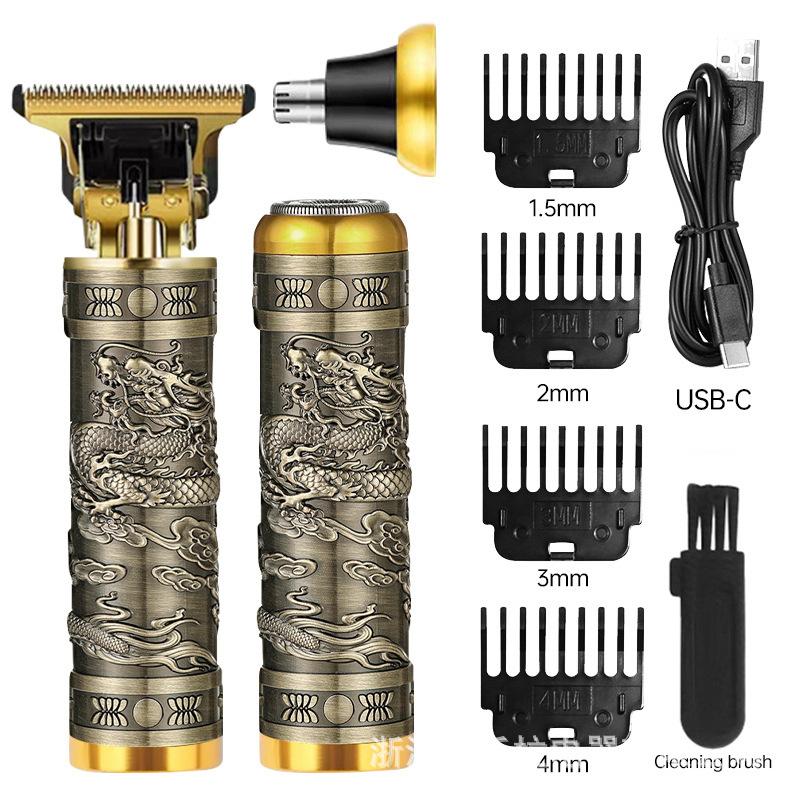 New multi-use mini portable electric shaver hair clipper nose hair trimmer beauty trim set plate dragon and phoenix hair clipper
