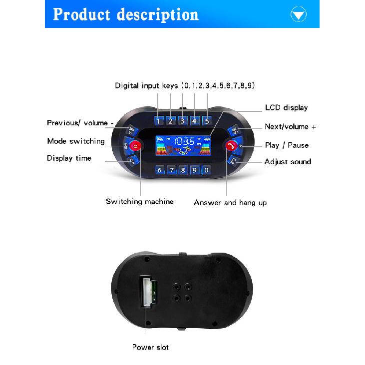 MT730 Мотоциклетный Bluetooth-динамик Усилитель Выход 2.1A Музыкальный MP3-плеер Сирена сигнализации USB FM-радио Стерео Динамик