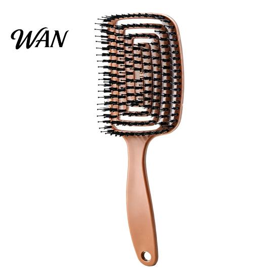 Long Hair Comb Boar Bristles Vented Paddle Brush, Scalp Massage with Smooth Handle, Blow Drying Styling Detangling Brush for Men Women Gentle