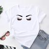 (Asian Size) Women Print Tee Top Fashion Eye Lashes Style Cute Trend 90s T Shirt Woman Female Clothing Short Sleeve Graphic T-shirts