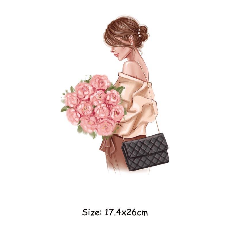 Girl Pattern Patches Fashion Woman Heat Transfer Stickers Jeans Diy Accessory Sticker Heat Press Appliqued Iron On Patch Custom