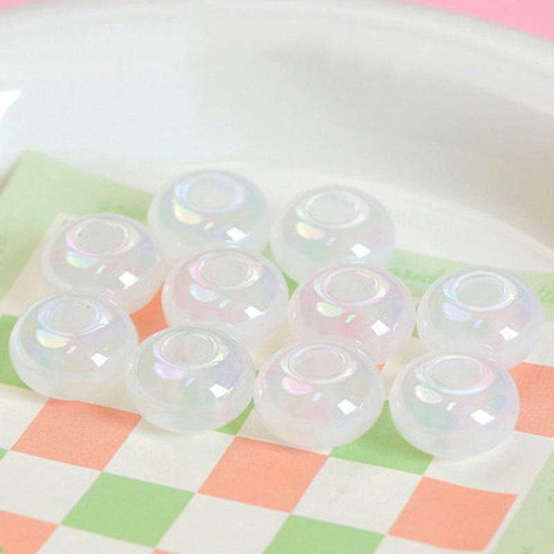 10 шт. 14 мм акриловые цветные счеты с большим отверстием, отдельные бусины, сделай сам, ручная работа, цепочка для мобильного телефона, аксессуары для волос, ожерелье, материал из бисера