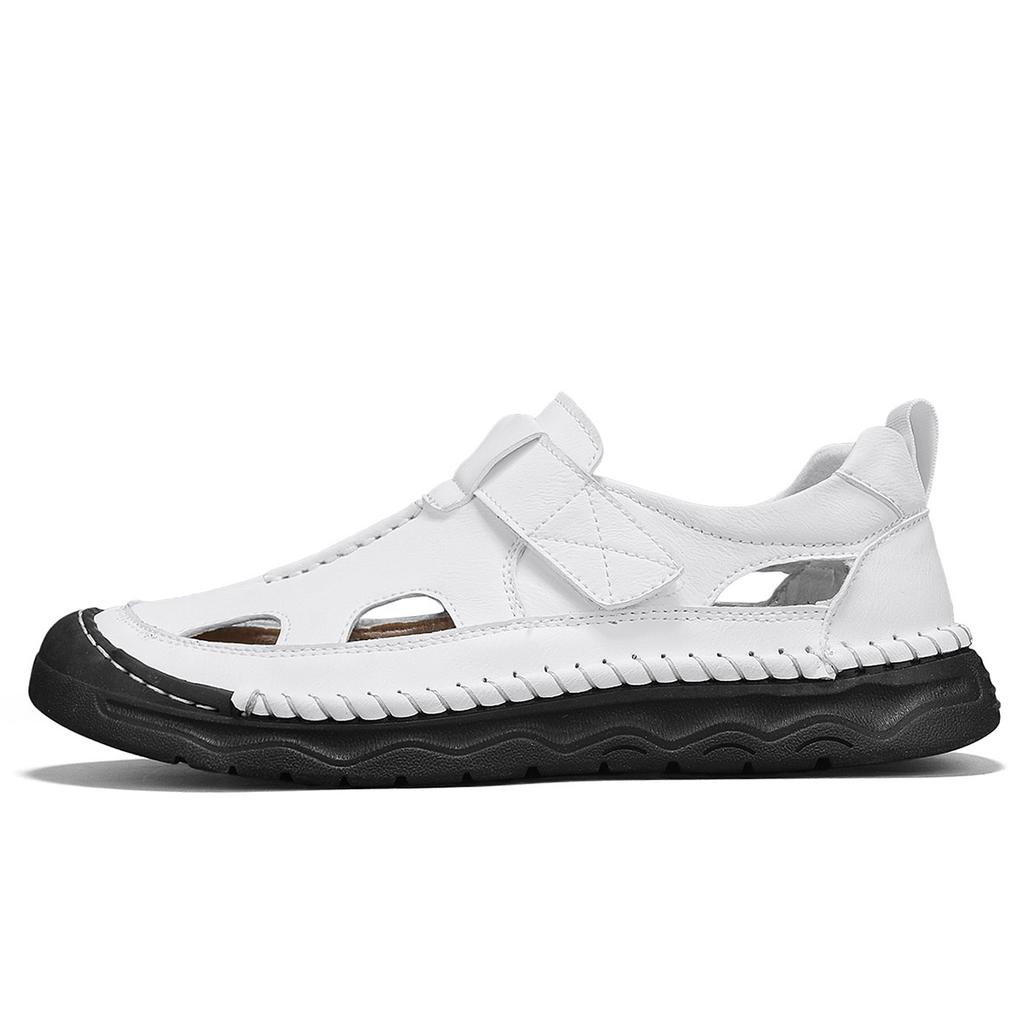 Летние мужские кожаные сандалии, дышащие, открытые, пляжные сандалии, мужская повседневная обувь