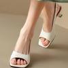 Fashion Women's Silver Thin High Heels Sandals PU Leather Slip on New Woman's Shoes Single Band Square Open Toe Slippers Sandalias Mujer