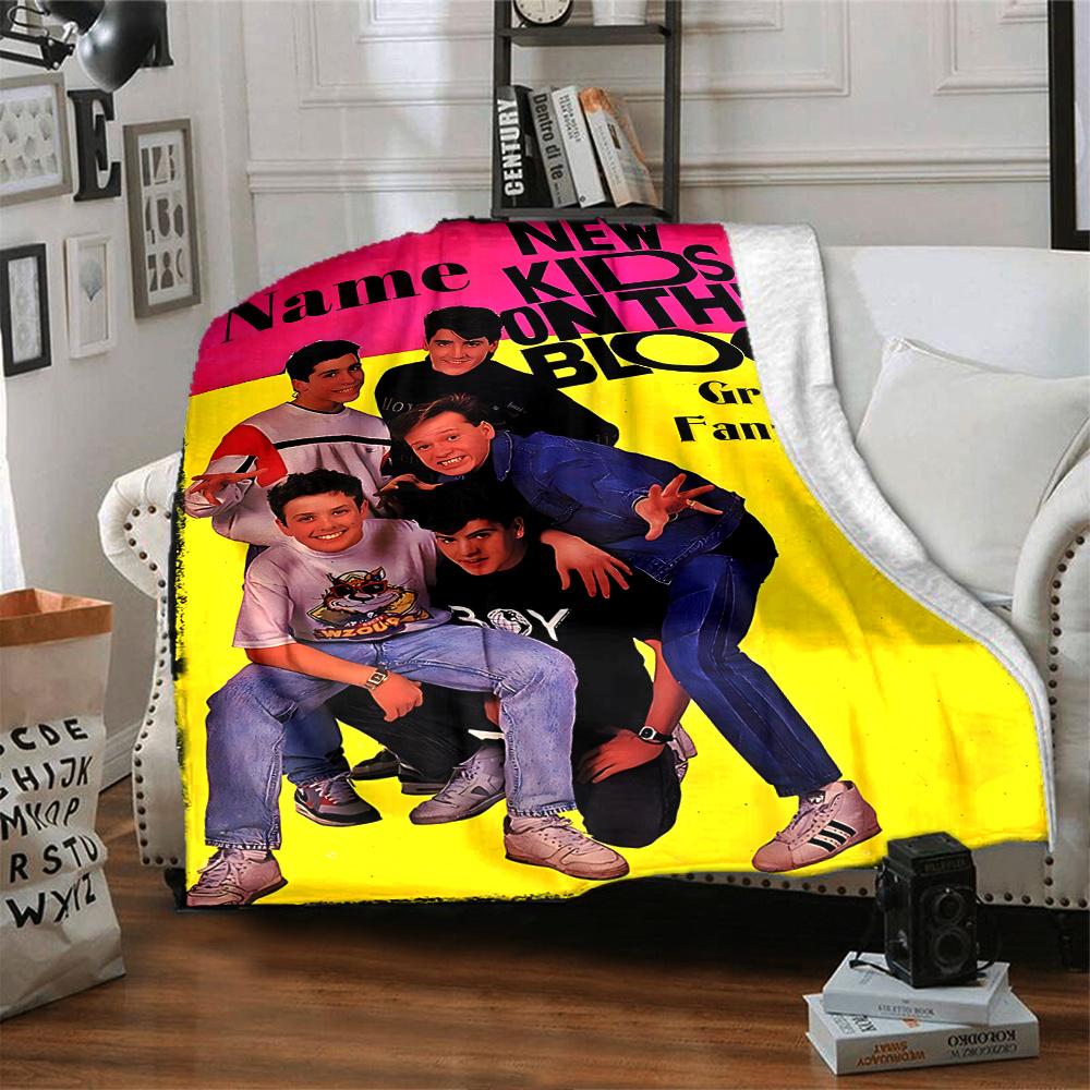 New Kids On The Block Greek Fan Club Poster Gift Personalized Blanket Personalized Text Comfortable Suitable For Sofa Couch Office Bed Picnics For All