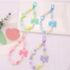 Colored Round Bead Keychain Pendant Cute Bow Heart Star Crystal Phone Anti-lost Rope Colorful Phone Lanyard Glitter Wrist Straps