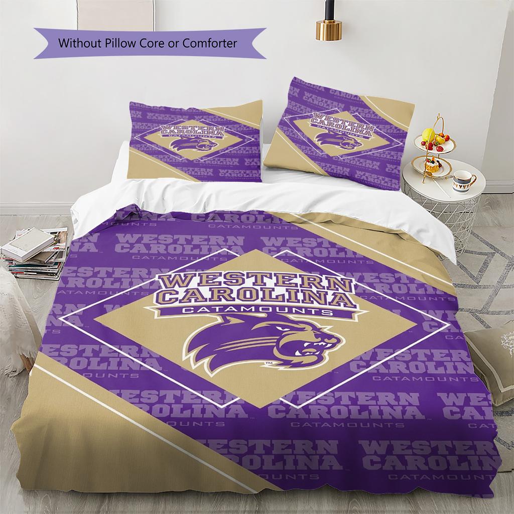 Western Carolina Catamounts Pattern Bedding Set Quilt Cover Pillowcase Home Decor Gift (1 * duvet cover + 2 * pillowcase, without core)
