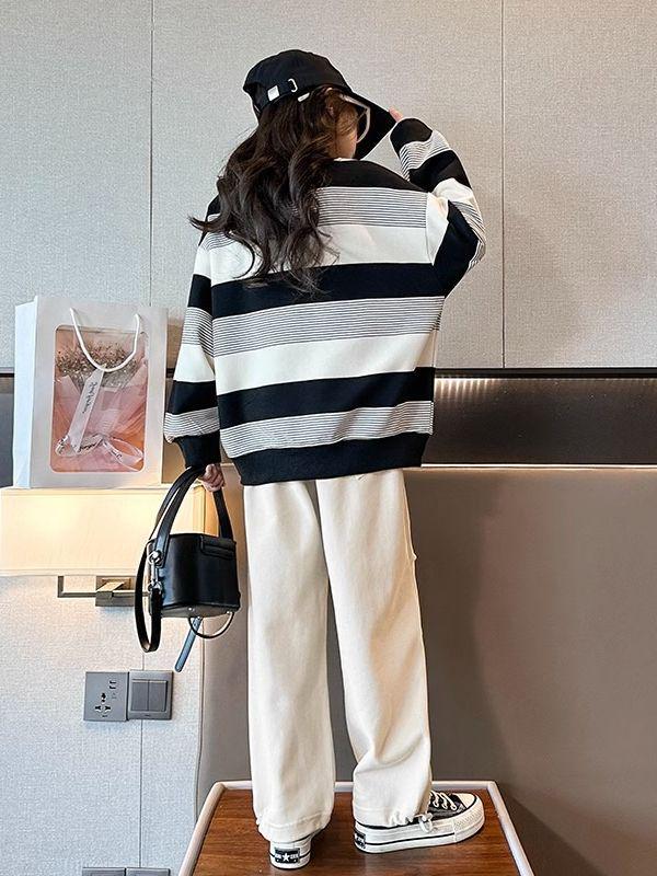 Весна и осень 2023 года, модный свободный свитер и топ для детей