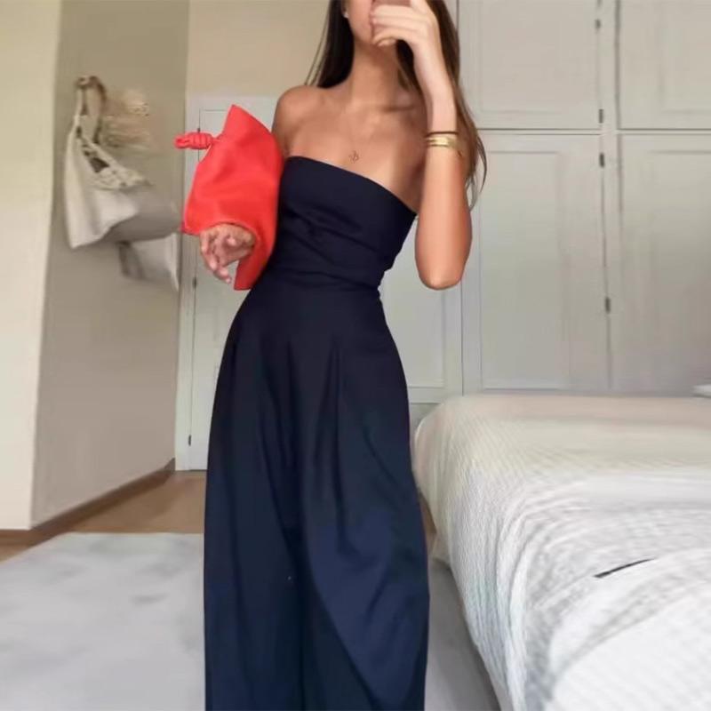 Однотонный женский комбинезон с открытой спиной, открытыми плечами, завязывающимися на талии карманами, широкими брюками, женское боди, летняя женская верхняя одежда