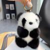 Small Panda Plush Doll Women Bag Ornaments Cute Imitation Mink Fur Panda Car Keychain Cute Bear Car Key Chain  Gift