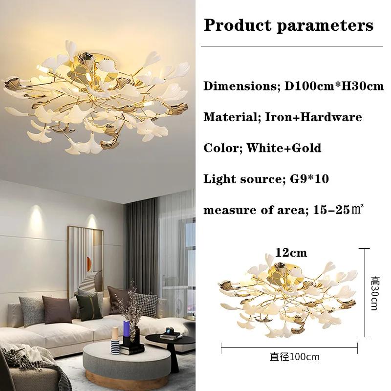 Постмодернистский дизайнерский роскошный потолочный светильник в виде листьев гинкго для гостиной, спальни, потолочная люстра, светильник для освещения интерьера столовой