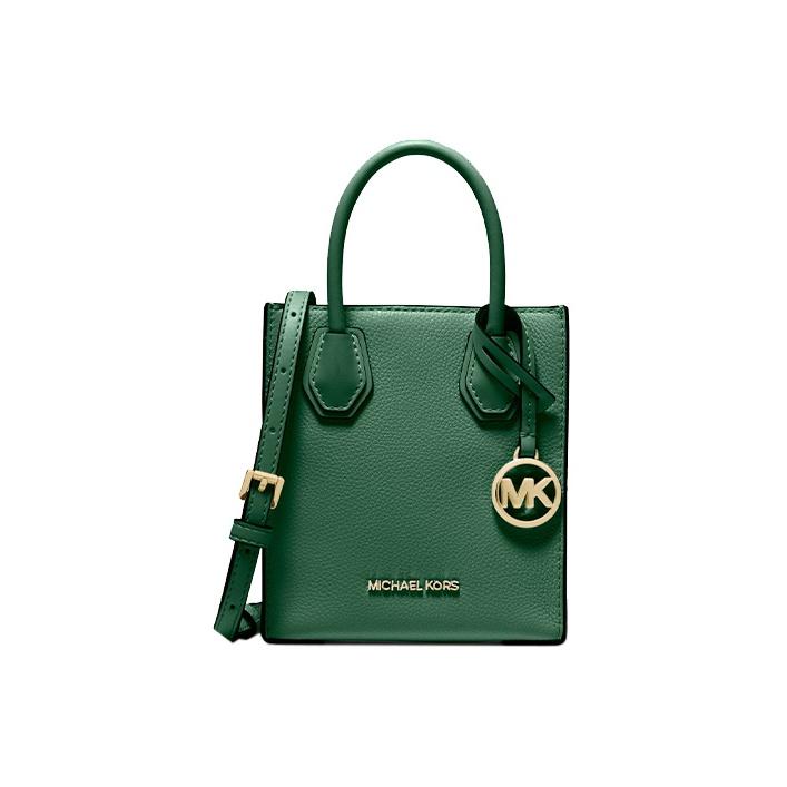 Michael Kors MK Mercer Однотонная Повседневная Французский Логотип Подвеска Кожаная Сумка-гармошка Женские Сумки Зеленый 35S1GM9T0L-JEWEL-GREEN