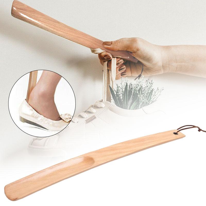 38 см Практичный женский и детский рожок для обуви с деревянной длинной ручкой и подвесной веревкой