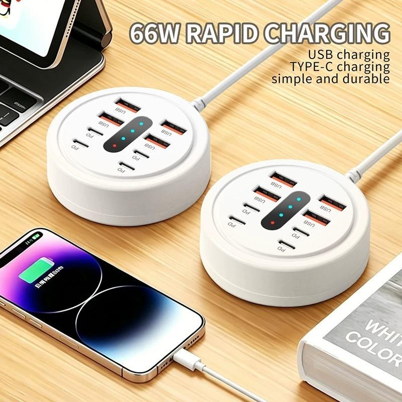 8 In 1 Ports Usb Charger Power Strip Desktop Charging Station Fast Charging Usb Hub Adapter Mobile Phone Charging Socket