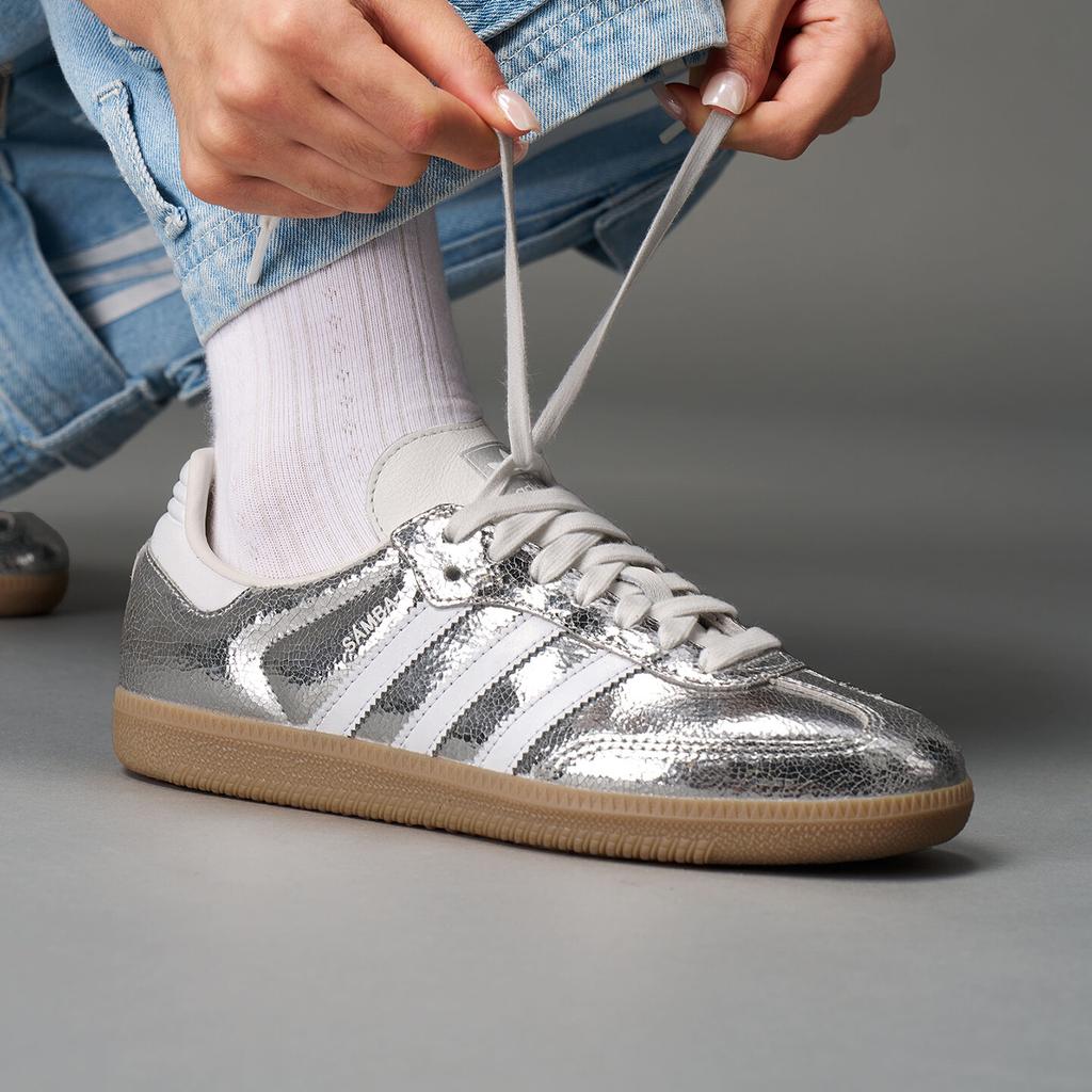 adidas Samba OG Серебристый металлик Потрескавшаяся кожа (Женский)