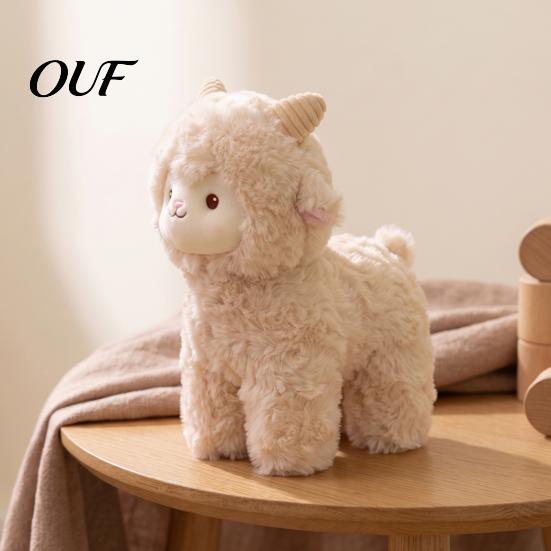 Plush Sheep Toy Doll, Stuffed Animal Toy, Soft Curly Wool Doll with Skin Friendly Threaded Horns, Decorative Fluffy Lamb for Living Room Bedroom