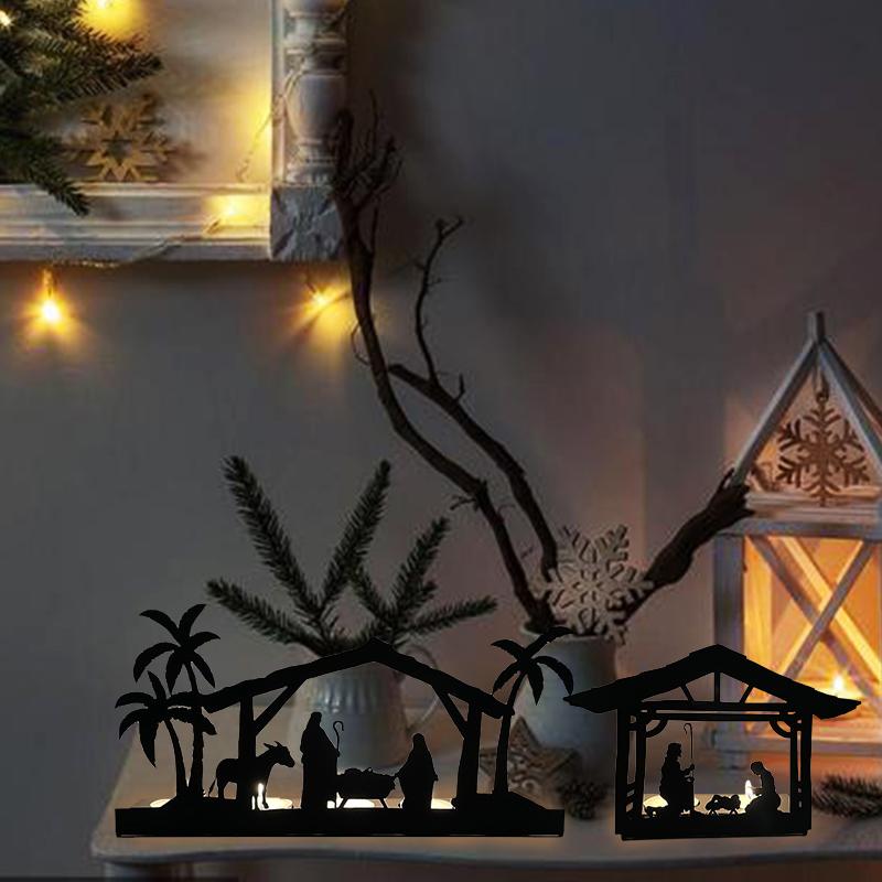 Железный художественный подсвечник для сцены рождения, рождественский подсвечник для сцены дня рождения