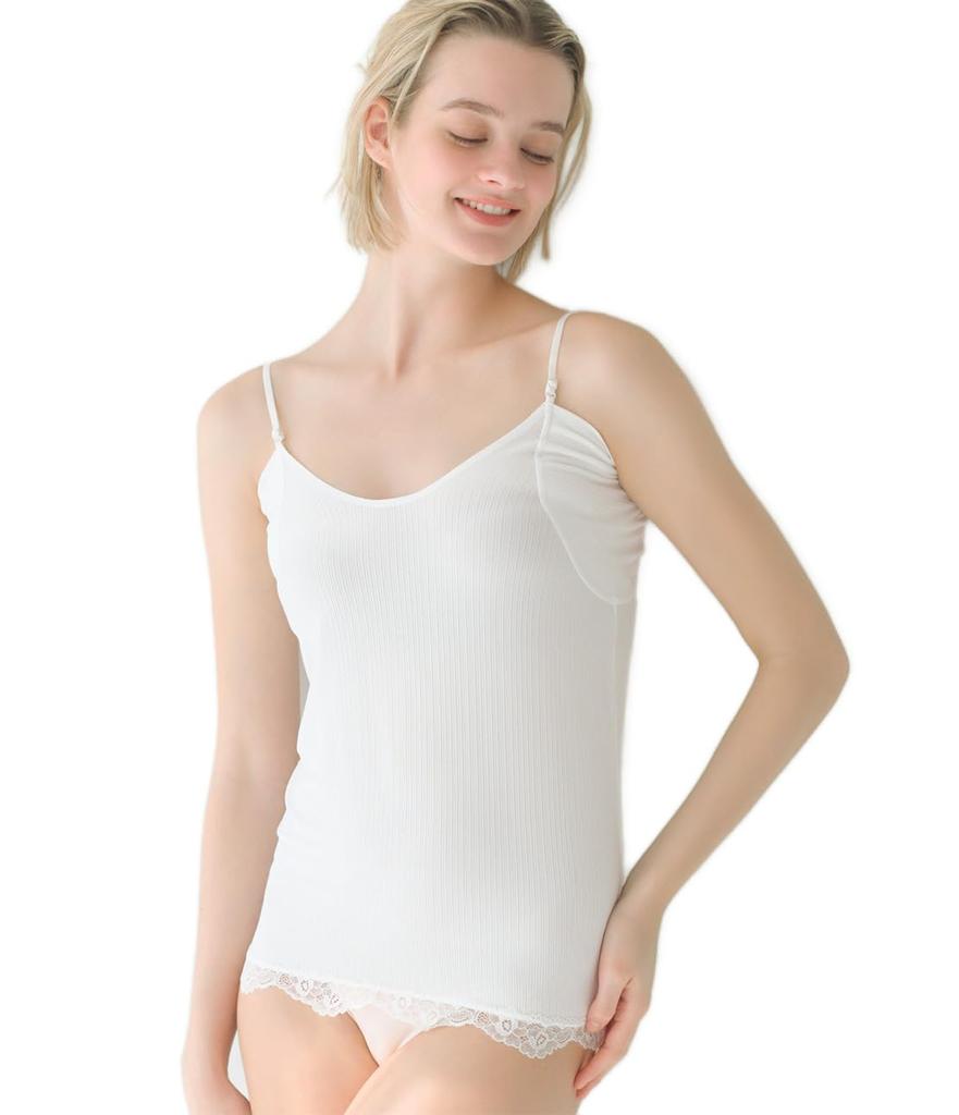 Peach John Coolish Camisole Underarm Sweat Size Cooling To the with Sweat Summer (with Pads), White, Small. [Moisture-wicking, Quick-drying, Touch,