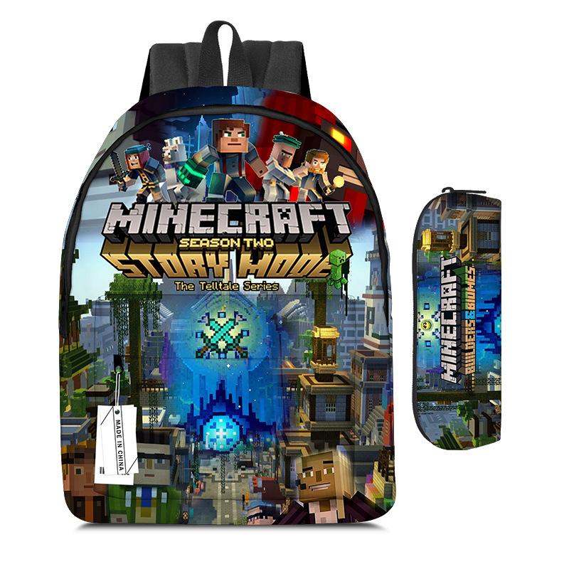 Школьная сумка Minecraft Детский рюкзак Рюкзак с мультяшными персонажами Пенал