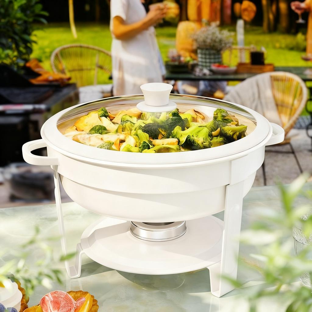 Белые мармиты для фуршета со стеклянной крышкой (5QT, 1-2-4 шт.), Штабелируемый, Держатель для крышек для вечеринки, свадьбы