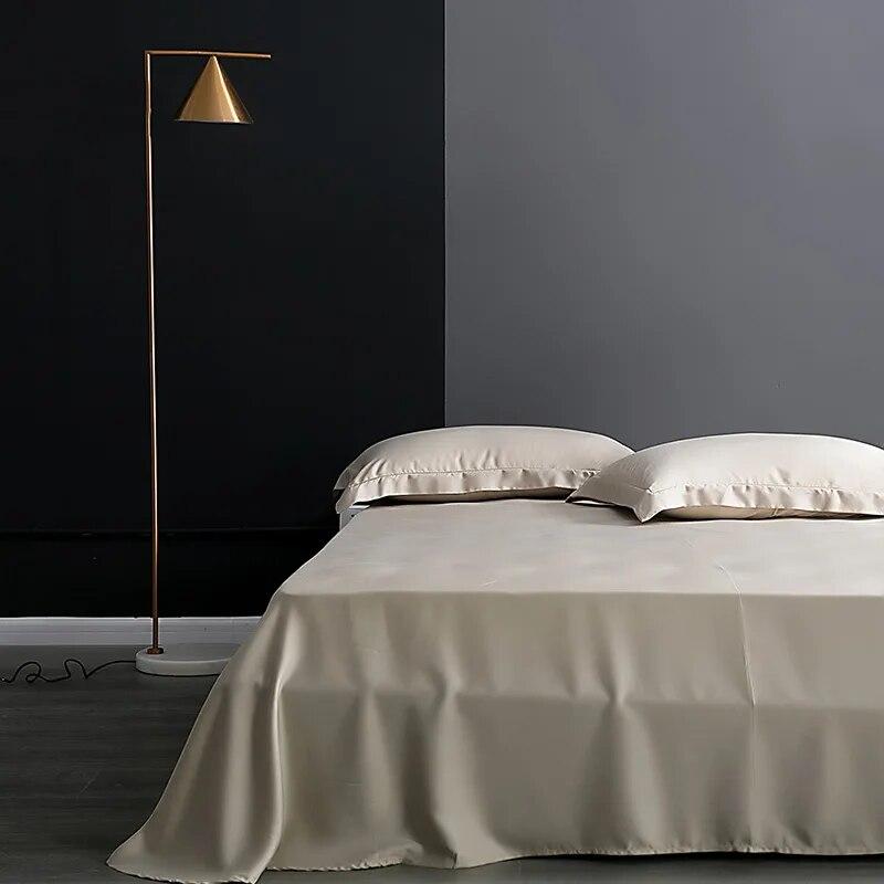Natural Mulberry Silk Flat Sheet Solid Color Bed Sheet Single Double King Size Bedding Sheet