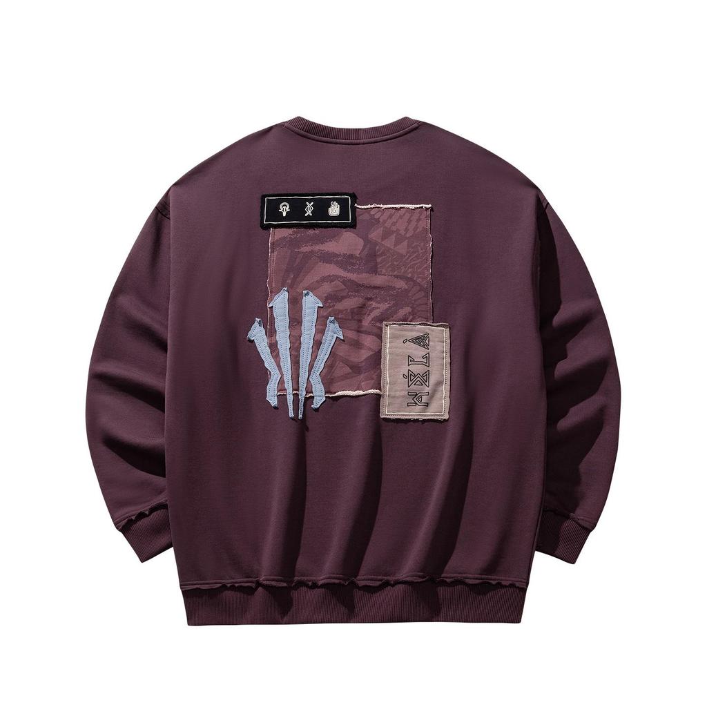 Anta Мужская толстовка с круглым вырезом, серия Kyrie Irving, минималистичная вышивка, бордовая 972611708-3