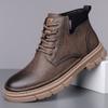 Fashion British Style Winter Velvet Cotton Shoes Outdoor Men's High Top Workwear Shoes Office Commuting Versatile Men's Business Boots