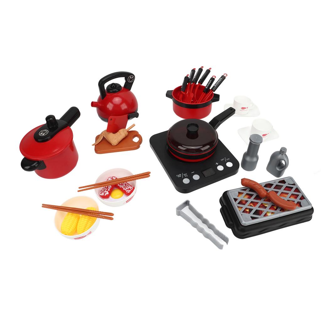 Детский игровой набор кастрюль, ролевая игра, готовка, воображаемые пластиковые кухонные игрушки, красные