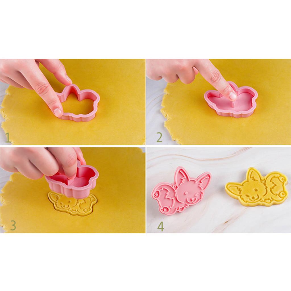 Biscuit Mold Cute Cartoon Corgi Dog Shape Eco-Friendly 3D Printing Baking Gadgets Cookie Cutter Cookie Mold Plastic Mold